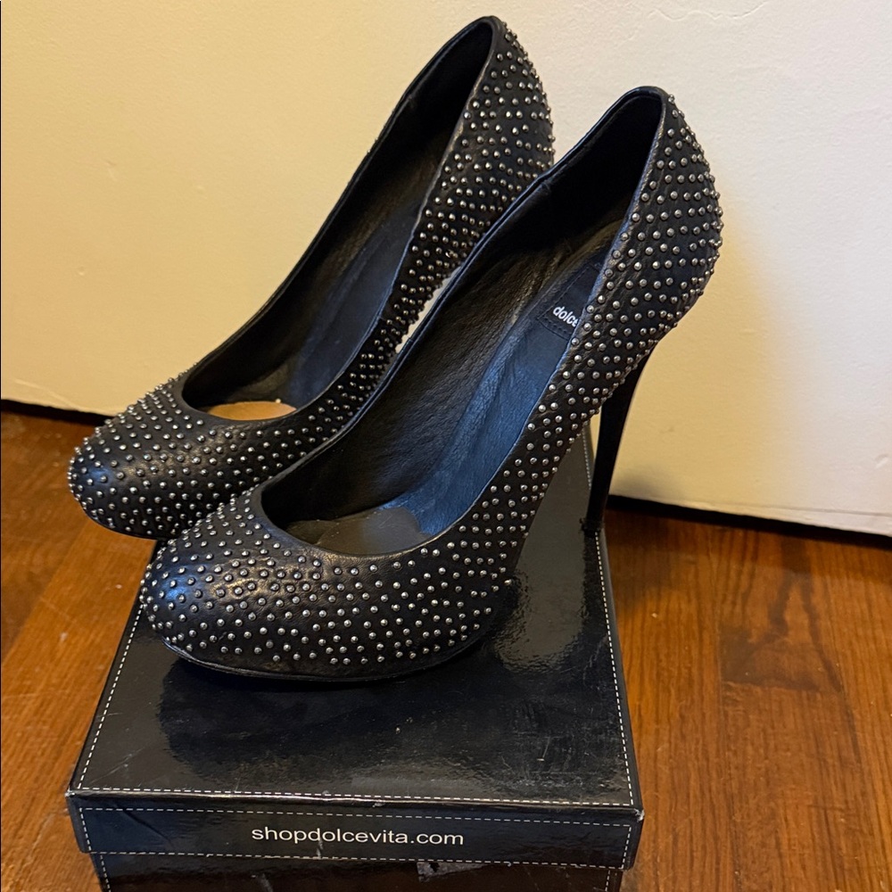 Dolce Vita Black Studded Platform Pumps